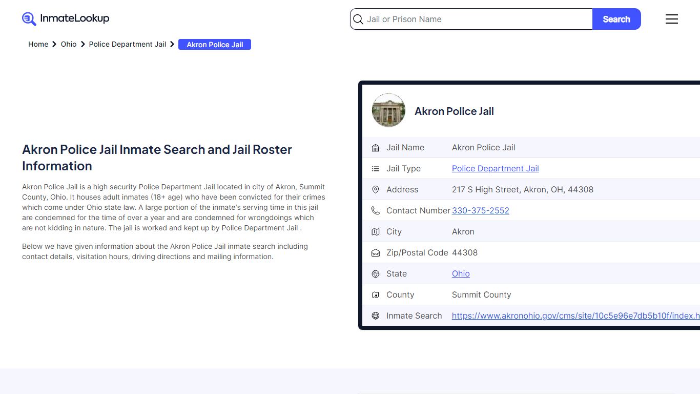 Akron Police Jail Inmate Search - Akron Ohio - Inmate Lookup