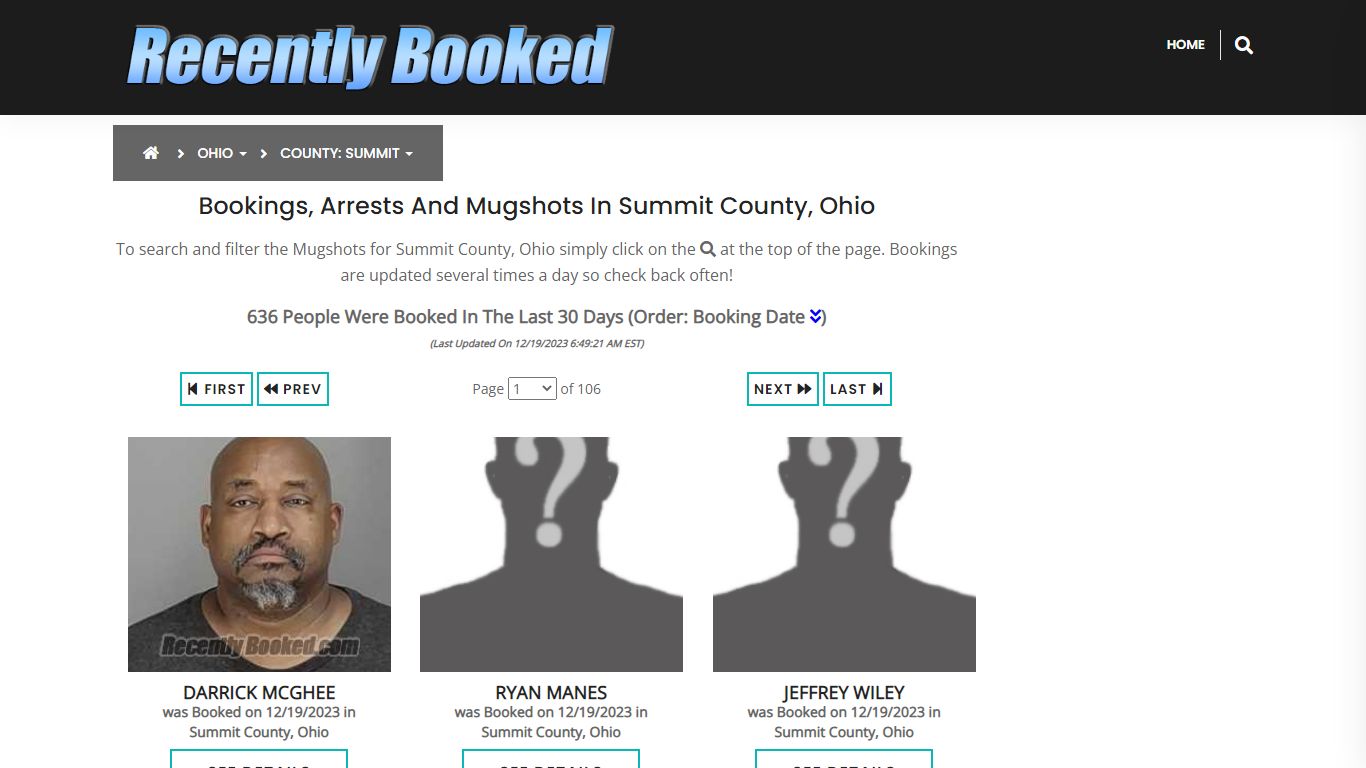 Recent bookings, Arrests, Mugshots in Summit County, Ohio - Recently Booked